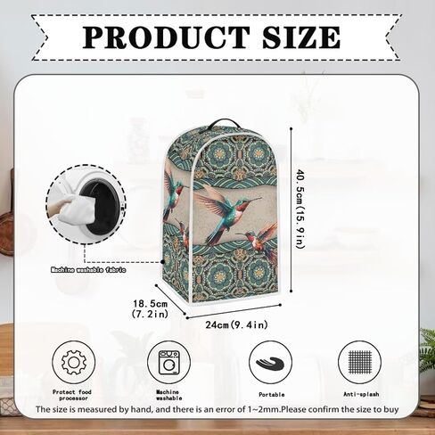 3D Hummingbird Blender Cover Boho Mandala Stand Mixer Cover Small Kitchen Machine Cover Anti Fingerprint Stain Resistant Blender Cover for Home Kitchen Universal Appliance Covers. in Kuwait