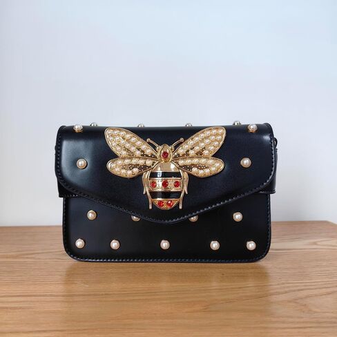 Designer Bee Purse Fashion Crossbody Bags with Pearl for Women Pu Leather Shoulder Clutch Handbags in Saudi Arabia