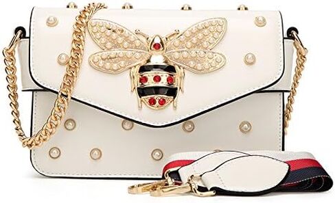 Designer Bee Purse Fashion Crossbody Bags with Pearl for Women Pu Leather Shoulder Clutch Handbags in Saudi Arabia
