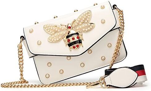 Designer Bee Purse Fashion Crossbody Bags with Pearl for Women Pu Leather Shoulder Clutch Handbags in Saudi Arabia