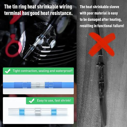 156PCS Solder Seal Wire Connectors,Heat Shrink Wire Butt Connectors,Solder Sleeve Waterproof and Insulated Electrical Wire Terminals for Marine、 car、 Motorcycle、 Home line Butt Splice（156PCS) in Saudi Arabia
