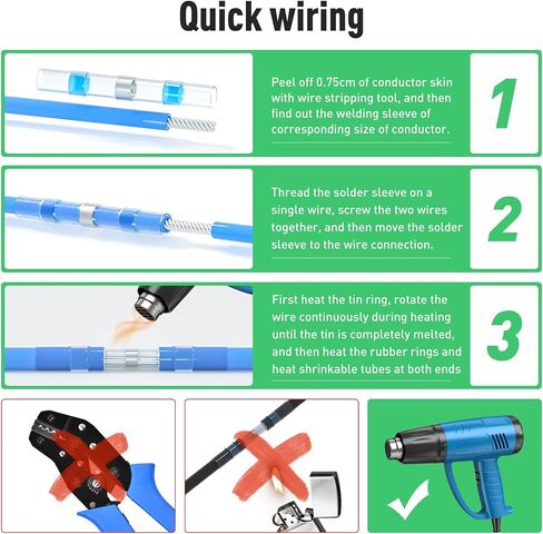 156PCS Solder Seal Wire Connectors,Heat Shrink Wire Butt Connectors,Solder Sleeve Waterproof and Insulated Electrical Wire Terminals for Marine、 car、 Motorcycle、 Home line Butt Splice（156PCS) in Saudi Arabia