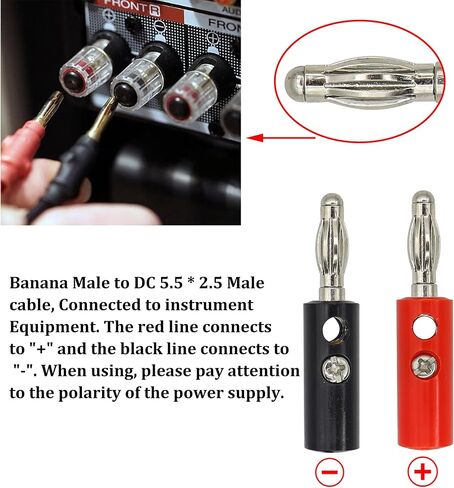 18AWG زاوية 90 درجة DC 5525 إلى كابل توصيل الموز الرصاصي DC 5.5 مم × 2.5 مم ذكر إلى 4 مم كابل توصيل ذكر الموز DC5525 ذكر إلى 2 * 4 مم موصل قابس الموز الرصاصي [50 سم/1.6 قدم/2 حزمة] in Saudi Arabia