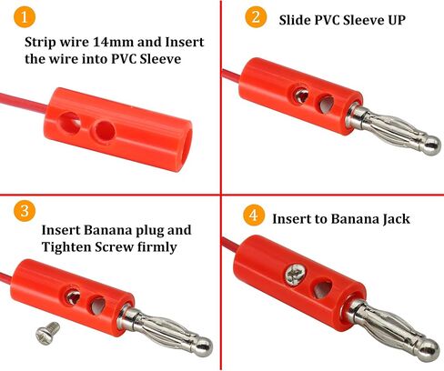 18AWG زاوية 90 درجة DC 5525 إلى كابل توصيل الموز الرصاصي DC 5.5 مم × 2.5 مم ذكر إلى 4 مم كابل توصيل ذكر الموز DC5525 ذكر إلى 2 * 4 مم موصل قابس الموز الرصاصي [50 سم/1.6 قدم/2 حزمة] in Saudi Arabia