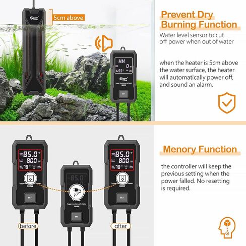 hygger Aquarium Heater 300W/500W/800W/1000W, Submersible Fish Tank Heater in Kuwait