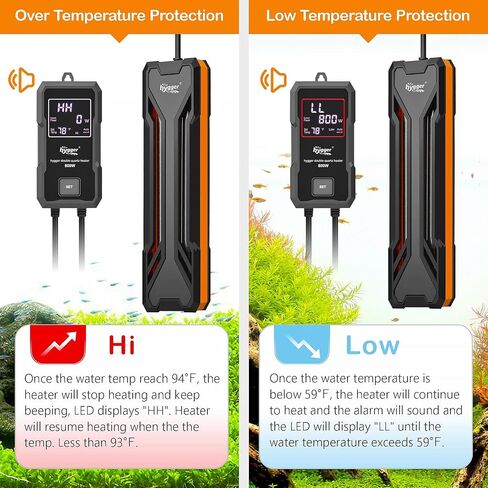 hygger Aquarium Heater 300W/500W/800W/1000W, Submersible Fish Tank Heater in Kuwait