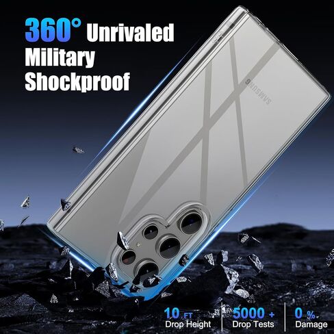 5 in 1 Case for Samsung Galaxy S24 Ultra, with 2 Tempered Glass Screen Protectors + 2 Camera Lens Protectors, [Not Yellowing] [Drop Protection] Anti-Scratch Hard PC Back Protective Cover in Saudi Arabia