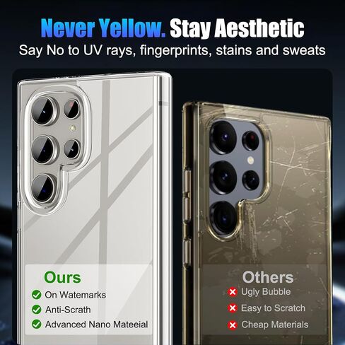 5 in 1 Case for Samsung Galaxy S24 Ultra, with 2 Tempered Glass Screen Protectors + 2 Camera Lens Protectors, [Not Yellowing] [Drop Protection] Anti-Scratch Hard PC Back Protective Cover in Saudi Arabia