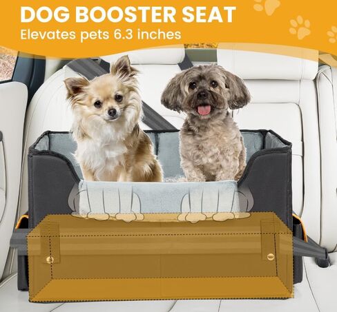Dog Car Seat for Small Dogs, Elevated Dog Booster Seat Pet Travel Carrier Bed for Car with Adjustable Straps Pet Car Booster Seat for Small Dogs Cats in Kuwait