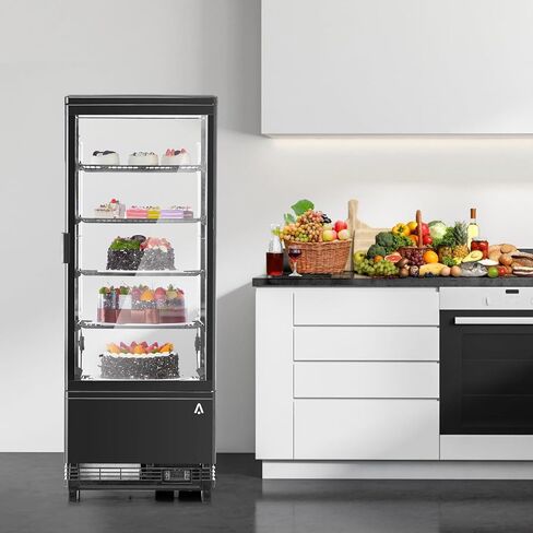 Towallmark Refrigerated Display Case, 2.0 Cu.Ft, Countertop Pastry Display Case Commercial Display Refrigerator with LED Lighting, Frost-Free Air-Cooling, Locked Door for Bakery in Saudi Arabia