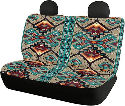 Native Navajo Print Car Seat Covers Full Set for Men Women,Tribal Aztec Design Front and Rear Split Bench Car Seat Cover,Universal Fit for Cars Truck Van SUV in Saudi Arabia