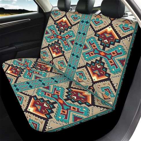Native Navajo Print Car Seat Covers Full Set for Men Women,Tribal Aztec Design Front and Rear Split Bench Car Seat Cover,Universal Fit for Cars Truck Van SUV in Saudi Arabia
