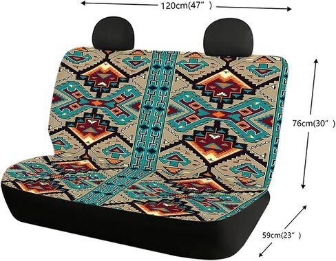 Native Navajo Print Car Seat Covers Full Set for Men Women,Tribal Aztec Design Front and Rear Split Bench Car Seat Cover,Universal Fit for Cars Truck Van SUV in Saudi Arabia