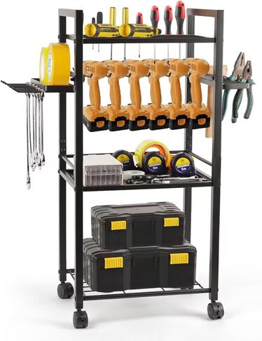Tool Storage Organizer Garage Storage Organization Heavy Duty Metal Drill Holder with Wheels Rolling Tool Cart Gift for Men Dad in Kuwait
