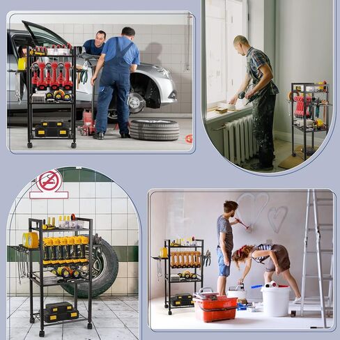 Tool Storage Organizer Garage Storage Organization Heavy Duty Metal Drill Holder with Wheels Rolling Tool Cart Gift for Men Dad in Kuwait