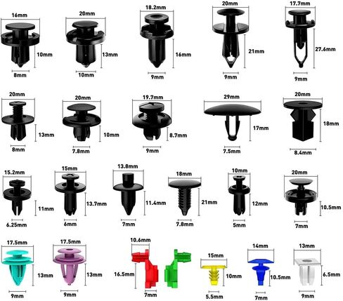 RIIPOO Bumper Clips, 723PCS Car Retainer Clips, Plastic Push Rivets Fender Liner Clips, with 23 Most Popular Sizes Door Trim Panel Clips for Toyota GM Toyota Ford Honda Chevy in Saudi Arabia