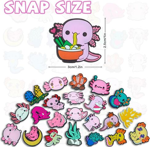 37 Pcs Axolotl Shoe Charms for Crocs PVC Shoe Crocs Charms Decorations for Boys and Girls, Durable and Colorful Shoe Charms for DIY in Saudi Arabia