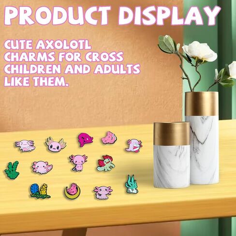 37 Pcs Axolotl Shoe Charms for Crocs PVC Shoe Crocs Charms Decorations for Boys and Girls, Durable and Colorful Shoe Charms for DIY in Saudi Arabia