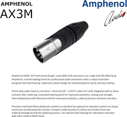 WORLDS BEST CABLES 4 Units - 25 Foot - Gotham GAC-4/1 (Black) - Star Quad, Dual Shielded Balanced Male to Female Microphone Cables with Amphenol AX3M & AX3F Silver XLR Connectors - Custom Made in Saudi Arabia