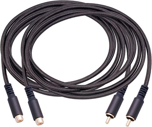 10FT RCA ذكر إلى أنثى كابل تمديد الصوت والفيديو، مطلية بالذهب سبائك الألومنيوم قذيفة الثقيلة RCA ذكر إلى أنثى كابل، لمكبرات الصوت، خلاطات، وأجهزة التلفزيون-2Pack in Saudi Arabia