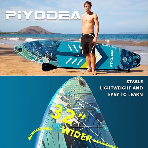 Paddle Boards for Adults, 10'6"/11"/11'6" Inflatable Paddle Board, Super Non Slip Eva, Stand Up Paddle Board with Removable Fins, Adjustable Paddle, Pump, Shoulder Strap, Leash, Standing Boat in Saudi Arabia