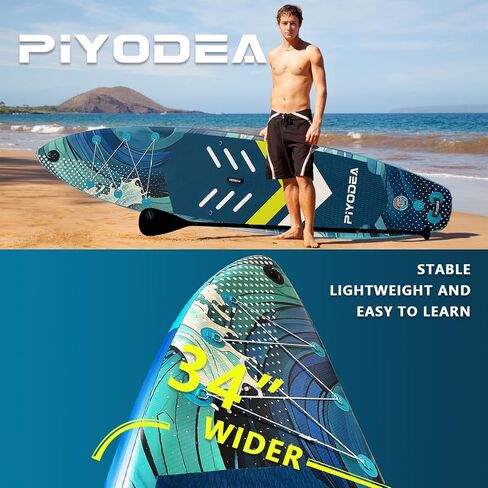 Paddle Boards for Adults, 10'6"/11"/11'6" Inflatable Paddle Board, Super Non Slip Eva, Stand Up Paddle Board with Removable Fins, Adjustable Paddle, Pump, Shoulder Strap, Leash, Standing Boat in Saudi Arabia