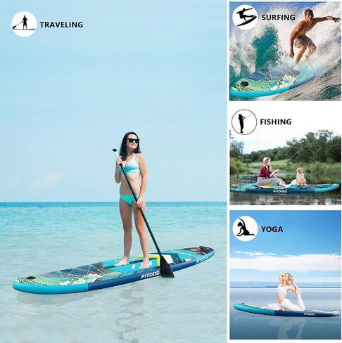 Paddle Boards for Adults, 10'6"/11"/11'6" Inflatable Paddle Board, Super Non Slip Eva, Stand Up Paddle Board with Removable Fins, Adjustable Paddle, Pump, Shoulder Strap, Leash, Standing Boat in Saudi Arabia