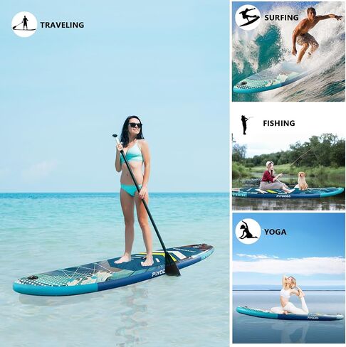 Paddle Boards for Adults, 10'6"/11"/11'6" Inflatable Paddle Board, Super Non Slip Eva, Stand Up Paddle Board with Removable Fins, Adjustable Paddle, Pump, Shoulder Strap, Leash, Standing Boat in Saudi Arabia