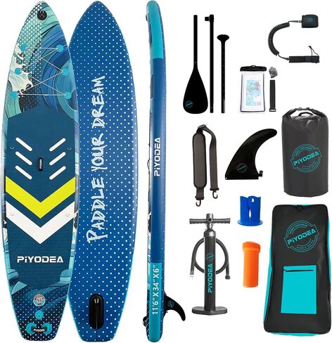 Paddle Boards for Adults, 10'6"/11"/11'6" Inflatable Paddle Board, Super Non Slip Eva, Stand Up Paddle Board with Removable Fins, Adjustable Paddle, Pump, Shoulder Strap, Leash, Standing Boat in Saudi Arabia