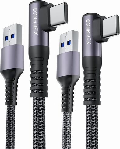 CONMDEX USB C Charger Cable [1ft, 2-Pack] 10Gbps USB 3.1 Gen 2 USB A to USB C Data Transfer Braided Cord, Right Angle Android Auto CarPlay Type C Cable for iPhone 15 Plus Pro Max Samsung Galaxy S23 in Saudi Arabia