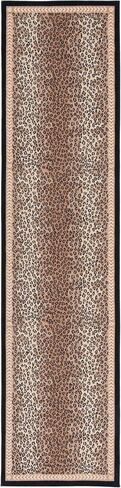 سجادة SAFAVIEH Journey Collection - 2'2" x 9'، بيج وأسود، تصميم طباعة جلد الفهد، لا يتساقط، قابلة للغسل في الغسالة ومقاومة للانزلاق، مثالية للمناطق ذات حركة المرور العالية في غرفة المعيشة وغرفة النوم (JNY117B) in Saudi Arabia
