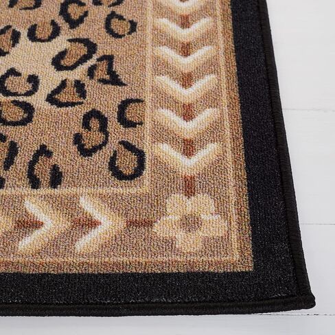 سجادة SAFAVIEH Journey Collection - 2'2" x 9'، بيج وأسود، تصميم طباعة جلد الفهد، لا يتساقط، قابلة للغسل في الغسالة ومقاومة للانزلاق، مثالية للمناطق ذات حركة المرور العالية في غرفة المعيشة وغرفة النوم (JNY117B) in Saudi Arabia