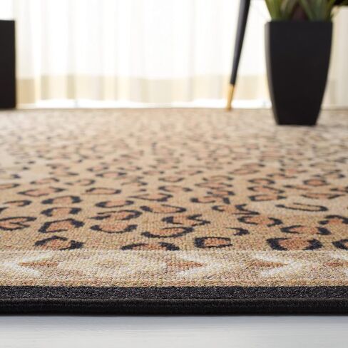 سجادة SAFAVIEH Journey Collection - 2'2" x 9'، بيج وأسود، تصميم طباعة جلد الفهد، لا يتساقط، قابلة للغسل في الغسالة ومقاومة للانزلاق، مثالية للمناطق ذات حركة المرور العالية في غرفة المعيشة وغرفة النوم (JNY117B) in Saudi Arabia