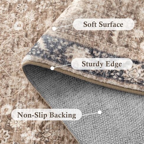 Lahome Vintage Washable Runner Rug, 2x8 Rug Runners for Hallways Non-Slip Kitchen Runner Rug Soft Ultra-thin Non-Shedding Carpet Runner for Bathroom Bedroom Laundry Room Entryway (2x8ft,Green) in Saudi Arabia