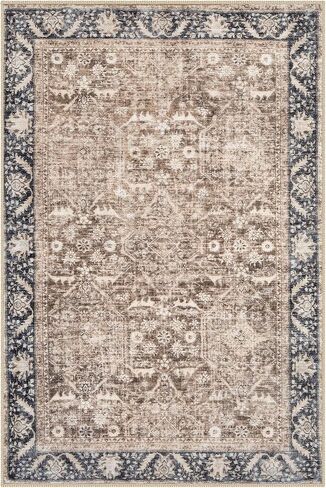 Lahome Vintage Washable Runner Rug, 2x8 Rug Runners for Hallways Non-Slip Kitchen Runner Rug Soft Ultra-thin Non-Shedding Carpet Runner for Bathroom Bedroom Laundry Room Entryway (2x8ft,Green) in Saudi Arabia