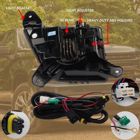 Dasbecan 84509651 مصباح الضباب مع H11 متوافق مع Chevy 2019 2020 2021 Silverado 1500 2500HD 3500HD مصابيح ممتص الصدمات للقيادة مع مفتاح وحزام أسلاك in Saudi Arabia
