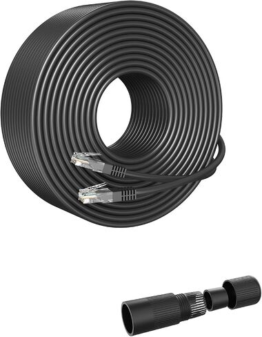 Cat 6 Ethernet Cable 100 ft, Outdoor&Indoor, High Speed RJ45 Internet Network Cable, Long Cat6 Ethernet Patch Cable 100 Foot, Black in Saudi Arabia