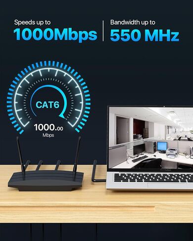 Cat 6 Ethernet Cable 100 ft, Outdoor&Indoor, High Speed RJ45 Internet Network Cable, Long Cat6 Ethernet Patch Cable 100 Foot, Black in Saudi Arabia