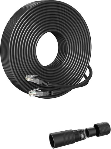 Cat 6 Ethernet Cable 100 ft, Outdoor&Indoor, High Speed RJ45 Internet Network Cable, Long Cat6 Ethernet Patch Cable 100 Foot, Black in Saudi Arabia