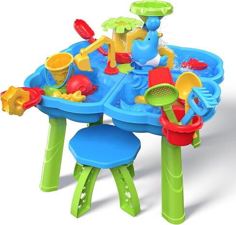 Sand Water Table for Toddlers, 2 in 1 Sand Table and Water Play Table Beach Toys for Kids Boys Girls,Outdoor Activity Sensory Play Table in Saudi Arabia