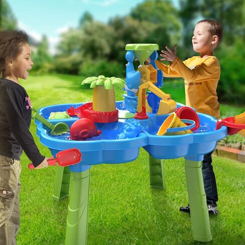 Sand Water Table for Toddlers, 2 in 1 Sand Table and Water Play Table Beach Toys for Kids Boys Girls,Outdoor Activity Sensory Play Table in Saudi Arabia