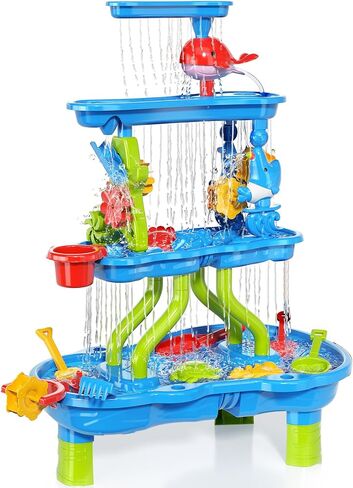 Sand Water Table for Toddlers, 2 in 1 Sand Table and Water Play Table Beach Toys for Kids Boys Girls,Outdoor Activity Sensory Play Table in Saudi Arabia