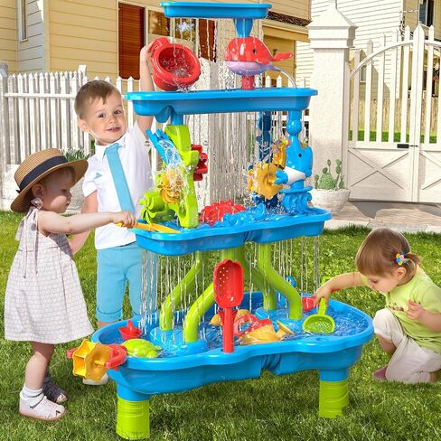 Sand Water Table for Toddlers, 2 in 1 Sand Table and Water Play Table Beach Toys for Kids Boys Girls,Outdoor Activity Sensory Play Table in Saudi Arabia