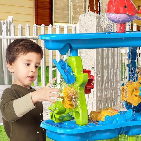 Sand Water Table for Toddlers, 2 in 1 Sand Table and Water Play Table Beach Toys for Kids Boys Girls,Outdoor Activity Sensory Play Table in Saudi Arabia