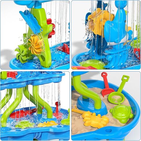 Sand Water Table for Toddlers, 2 in 1 Sand Table and Water Play Table Beach Toys for Kids Boys Girls,Outdoor Activity Sensory Play Table in Saudi Arabia