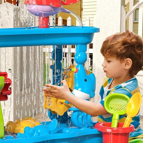 Sand Water Table for Toddlers, 2 in 1 Sand Table and Water Play Table Beach Toys for Kids Boys Girls,Outdoor Activity Sensory Play Table in Saudi Arabia
