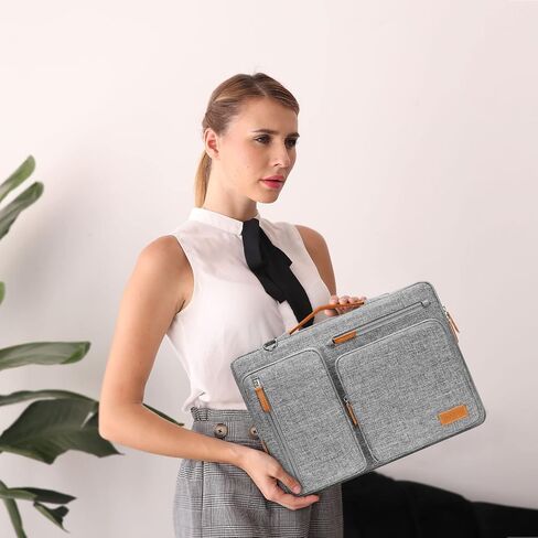 MOSISO Sling Backpackwith USB Charging Port & Removable Strap&360 Protective Laptop Shoulder Bag, 15-15.6 inch Computer Bag Side Open Messenger Bag with 4 Zipper Pockets & Handle, Gray&Black in Saudi Arabia