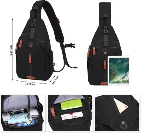 MOSISO Sling Backpackwith USB Charging Port & Removable Strap&360 Protective Laptop Shoulder Bag, 15-15.6 inch Computer Bag Side Open Messenger Bag with 4 Zipper Pockets & Handle, Gray&Black in Saudi Arabia