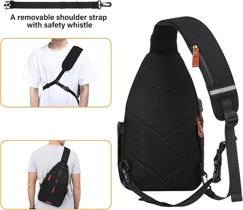 MOSISO Sling Backpackwith USB Charging Port & Removable Strap&360 Protective Laptop Shoulder Bag, 15-15.6 inch Computer Bag Side Open Messenger Bag with 4 Zipper Pockets & Handle, Gray&Black in Saudi Arabia