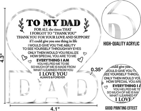 Dad Gifts From Daughter Son, Gifts for Dad Father's Day Christmas Birthday Dad Acrylic Plaque Keepsake Gifts in Saudi Arabia